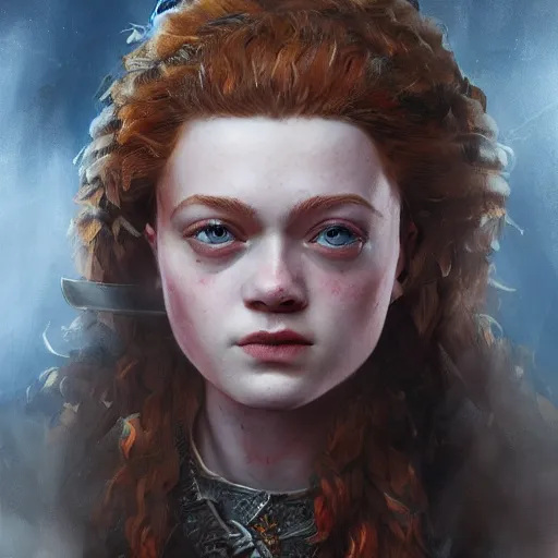 Prompt: sadie sink proud muscular female turkish warrior, portrait by Cedric Peyravernay, highly detailed, excellent composition, cinematic concept art, dramatic lighting, trending on ArtStation