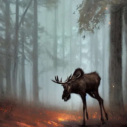 Image similar to bipedal moose by greg rutkowski