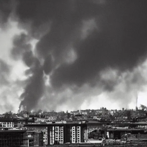 Prompt: fire and smoke rising from a city, 2 0 1 1