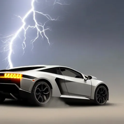 Image similar to rentgen photo of lamboghini get hit by lightning strike, 8k, photorealism,