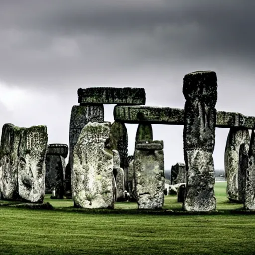 Prompt: stonehenge under heavy rain, professional photo