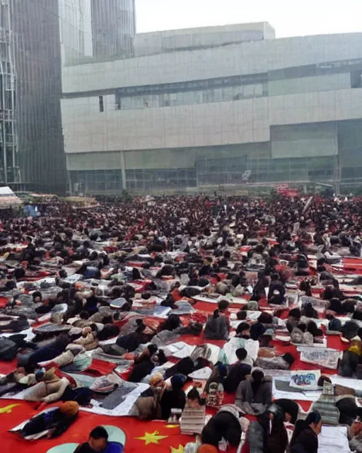 Image similar to tangping lying flat protest movement in china