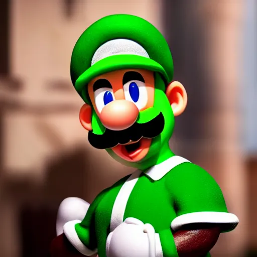 Prompt: a photo of an actor will smith dressed as luigi from game, ultra hd, iphone, 3 0 mm, global illumination, bokeh photo