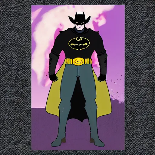 Image similar to cowboy batman, full body and face, comic book style