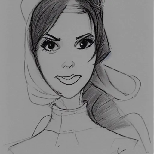 Image similar to milt kahl sketch of victoria justice as princess padme from star wars episode 3