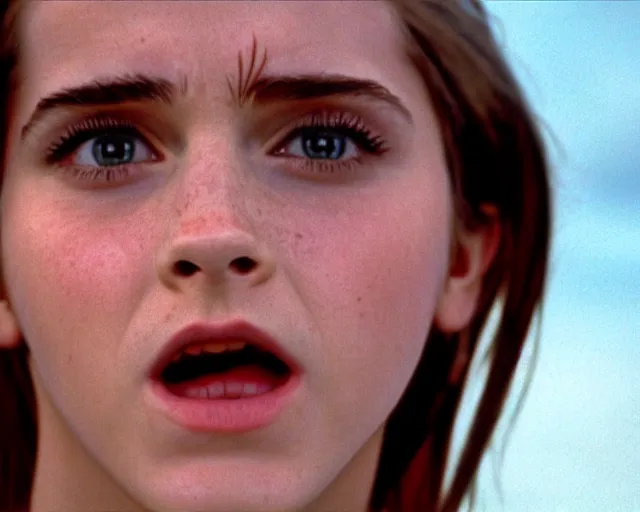 Prompt: a wide angle movie still from braveheart 1 9 9 5 showing emma watson, close - up face, shot on celluloid with panavision cameras, panavision lenses, 3 5 mm film negative width, anamorphic projection format, critically acclaimed, oscar winning practical effects
