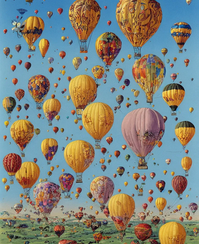 Image similar to flowers as hot air balloons illustration by salvador dali and moebius, intricately detailed