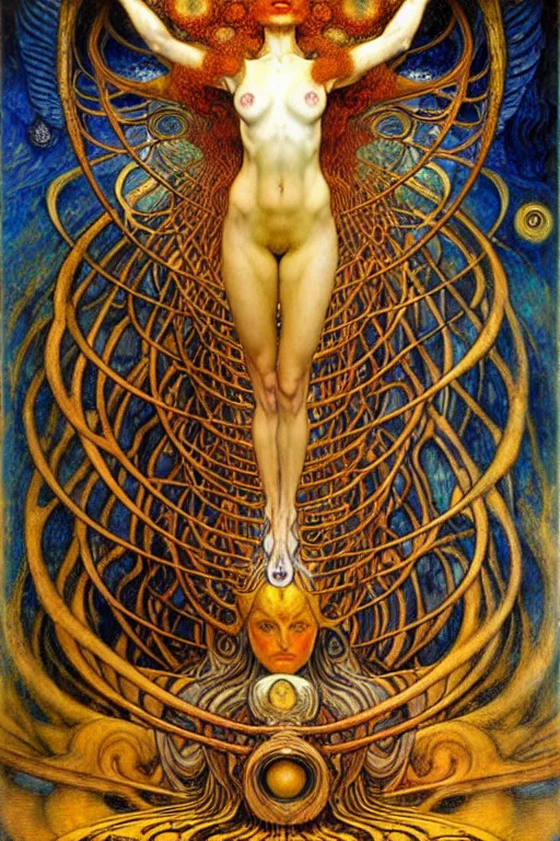 Image similar to Divine Chaos Engine by Karol Bak, Jean Delville, William Blake, Gustav Klimt, and Vincent Van Gogh, symbolist, visionary