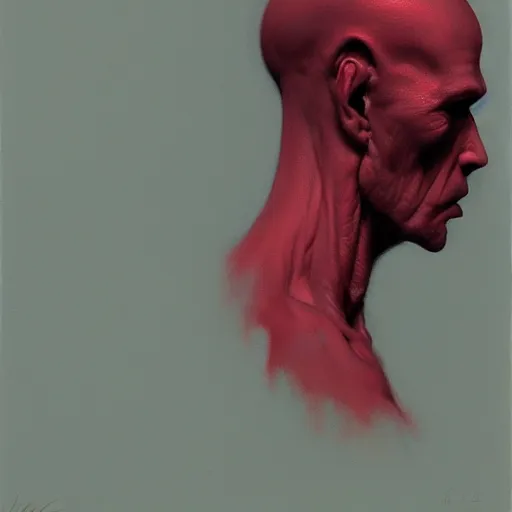 Image similar to the red hate, side profile, trending on artstation, 8 k, by gerard brom and zdzisław beksinski