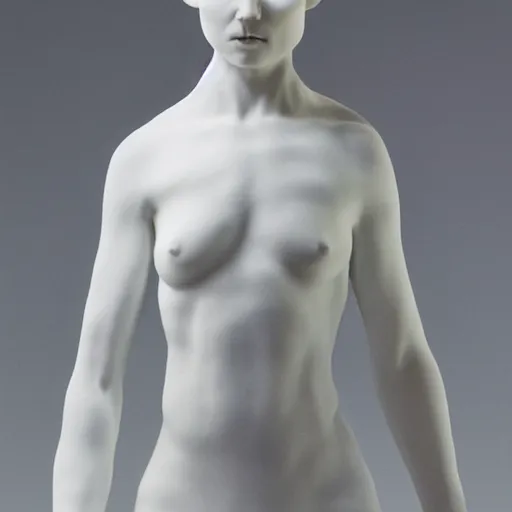 Image similar to female porcelain sculpture by daniel arsham and raoul marks, smooth, all white features on a white background