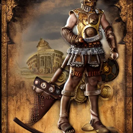 Image similar to steampunk roman gladiator