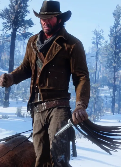 Image similar to film still of wolverine in red dead redemption 2 ( 2 0 1 8 video game )