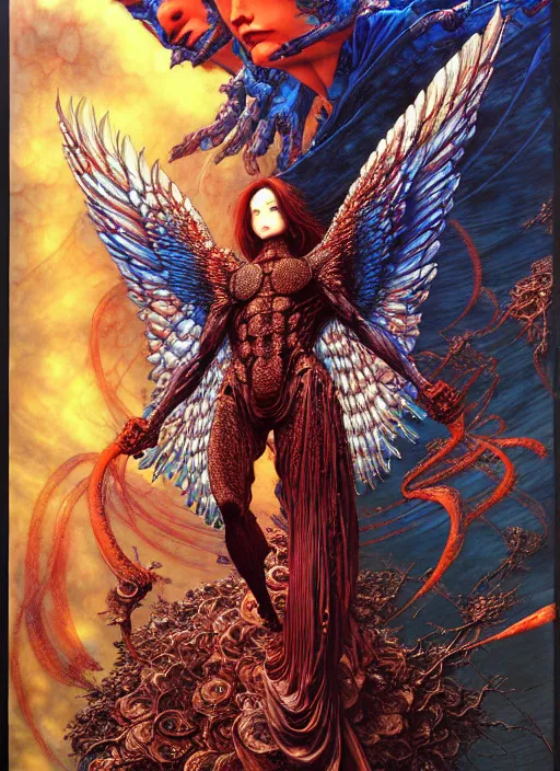 Prompt: detailed image of archangel by Ayami Kojima, Amano, Karol Bak, Greg Hildebrandt, and Mark Brooks, rich deep colors. Beksinski painting, part by Adrian Ghenie and Gerhard Richter. art by Takato Yamamoto. masterpiece . intricate artwork by Tooth Wu and wlop and beeple, greg rutkowski, very coherent symmetrical artwork, cinematic, hyper realism, high detail, octane render, unreal engine, 8k, Vibrant colors, Smooth gradients, High contrast, depth of field. by Katsuhiro Otomo, full body character drawing, inspired by Evangeleon, clean ink detailed line drawing, intricate detail, extremely detailed. painting by Arthur Rackham, Eugene de Blaas, Frederic Leighton