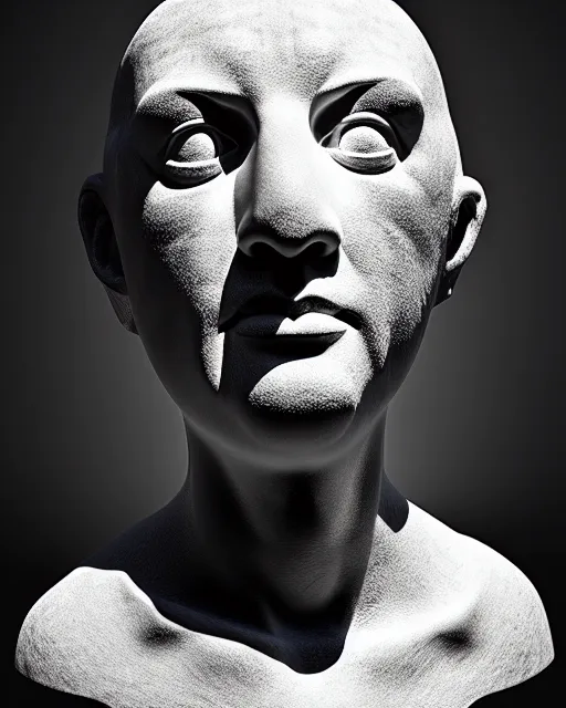 Image similar to surreal mythical dreamy black and white fine art photo of a monumental sculpture bust of elmo, rim light, cinematic, studio dramatic light, poetic, octane render, 8 k, photo - realistic