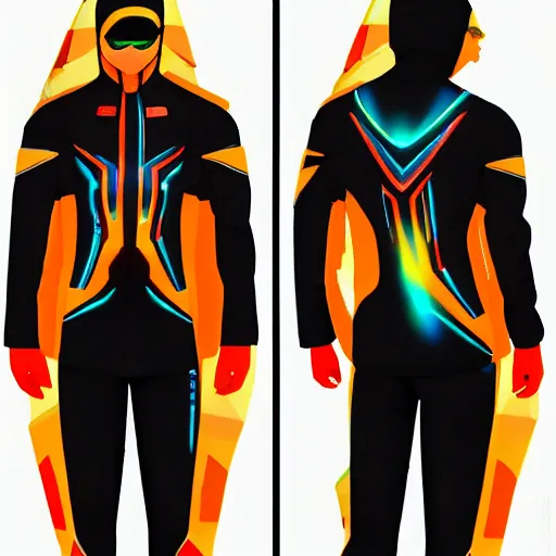 Prompt: futuristic apparel bright colors happy cyberpank, featured on artstation, 4k