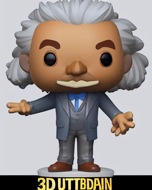 Image similar to full body 3 d render of albert einstein as a funko pop!, four, studio lighting, white background, single body, no shadow, blender, trending on artstation, 8 k, highly detailed