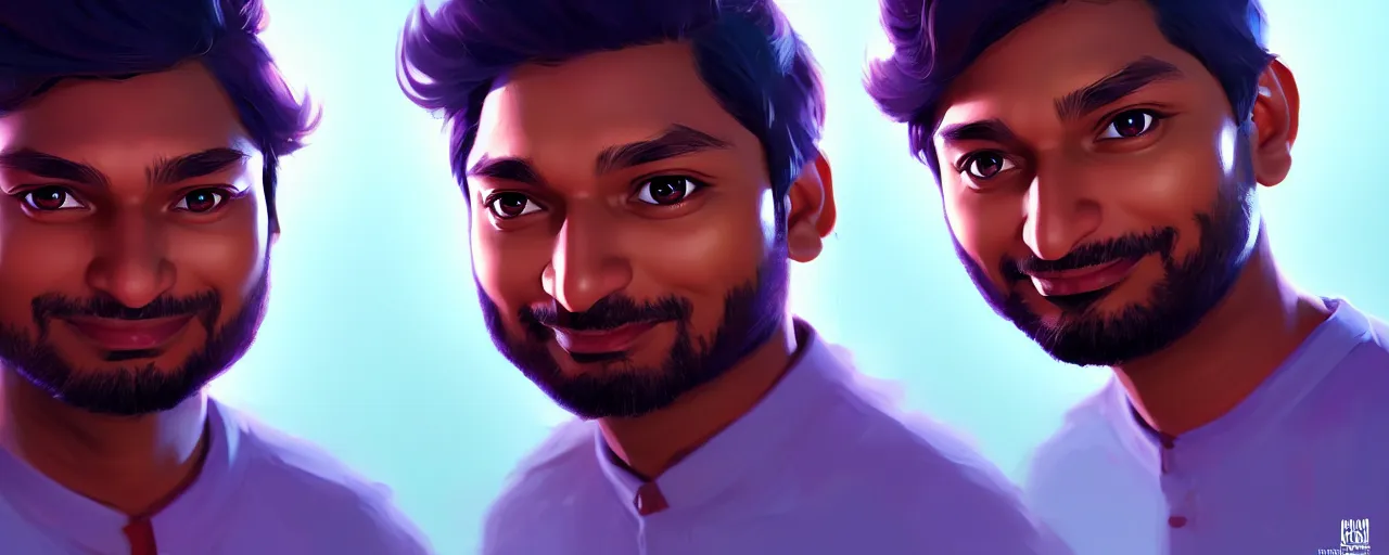 Image similar to portrait of Kumar Sangakkara, mattepainting concept Blizzard pixar maya engine on stylized background splash comics global illumination lighting artstation lois van baarle, ilya kuvshinov, rossdraws