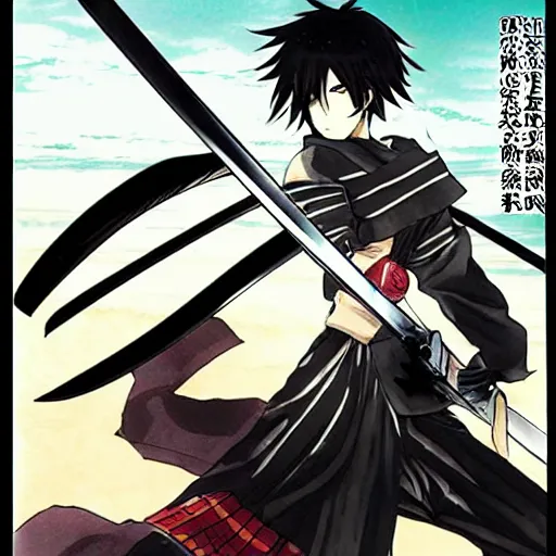 anime drifters man with large samurai sword at night