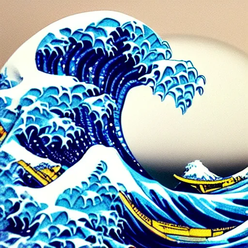 Prompt: a resin 3D print of The Great Wave off Kanagawa