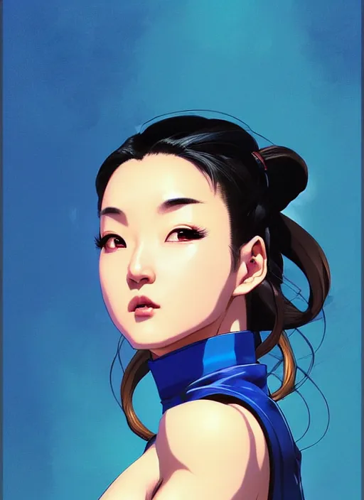 Prompt: a comic portrait of chun - li, fine - face, realistic shaded perfect face, fine details. blue - ish cosmic setting. very anime style. realistic shaded lighting poster by ilya kuvshinov katsuhiro, raden saleh, basuki abdullah, jeremy lipkin and michael garmash, rob rey and kentaro miura style, trending on art station