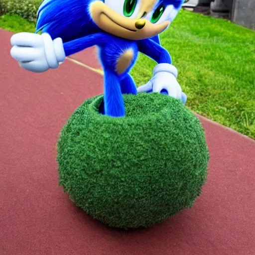 Prompt: a bush with sonic the hedgehog in it