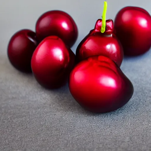 Image similar to perfume bottle and artistic dark red cherries, softly - lit, realistic, up close shot, white background, zen, light, modern minimalist f 2 0