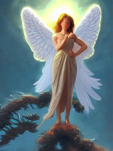 Prompt: an angel holding the world like a baby. intricate, elegant, highly detailed, digital painting, artstation, concept art, sharp focus, illustration, by justin gerard and artgerm, 8 k