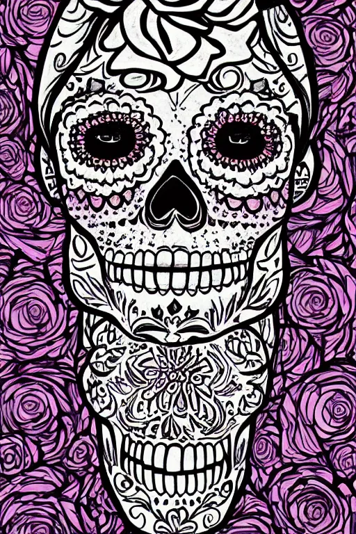 Prompt: illustration of a sugar skull day of the dead girl, art by douglas smith