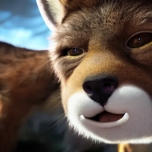 Prompt: furry art, film still, photorealistic, 4 k, 8 k, high details, sharp, volumetric lighting, cinematography