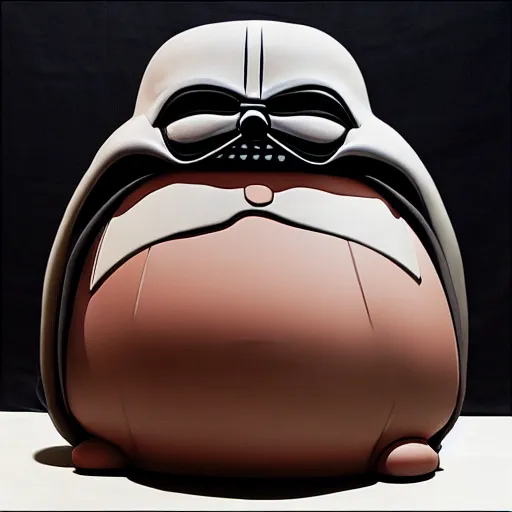 Prompt: morbidly obese darth vader in the style of botero