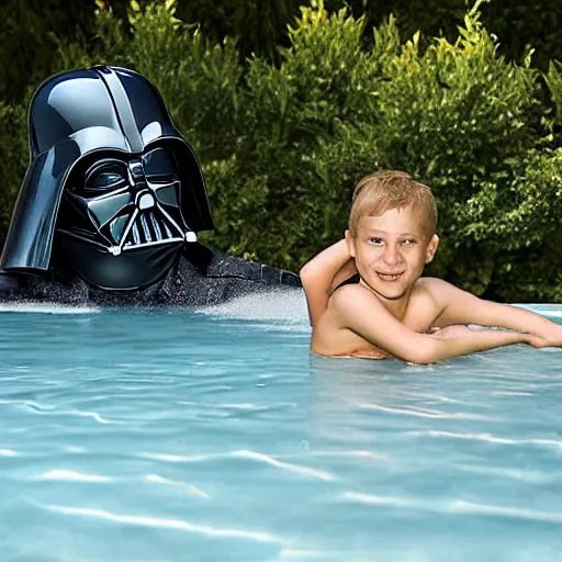 Image similar to Darth Vader in a pool