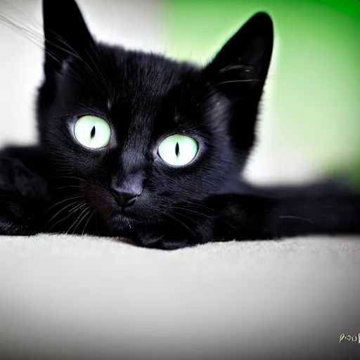 baby black cats with green eyes