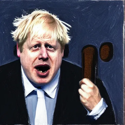 Prompt: boris johnson in the style of the scream