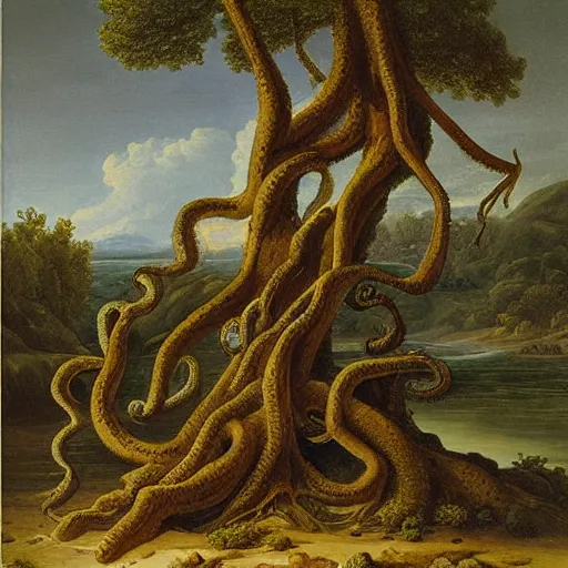 Image similar to tree with octopus roots, asher brown durand