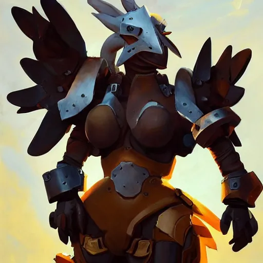 Prompt: greg manchess portrait painting of fully armored chocobo as overwatch character, out of control, medium shot, asymmetrical, profile picture, organic painting, sunny day, matte painting, bold shapes, hard edges, street art, trending on artstation, by huang guangjian and gil elvgren and sachin teng