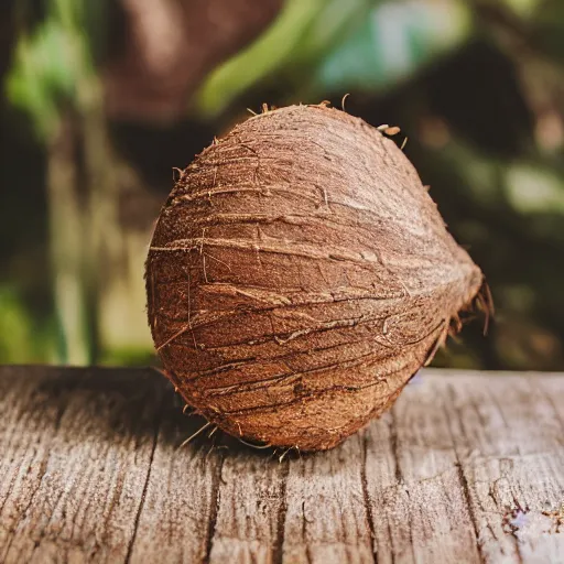 Prompt: a photo of a brown coconut is wearing a dress