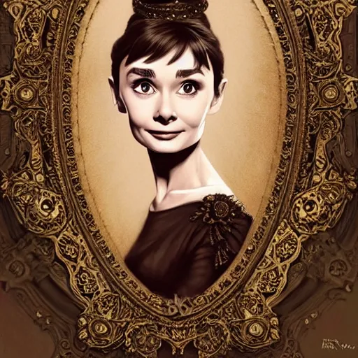 Image similar to audrey hepburn in an epic victorian novel, inside an ornate castle, intricate, elegant, highly detailed, digital painting, artstation, matte, illustration, art by artgerm, greg rutkowski, loish, rhads, ferdinand knab, makoto shinkai, lois van baarle, ilya kuvshinov, rossdraws, tom bagshaw