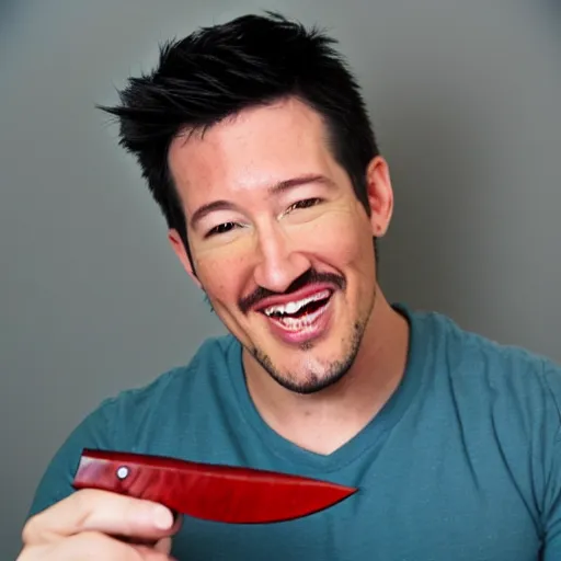 Image similar to Markiplier with a knife