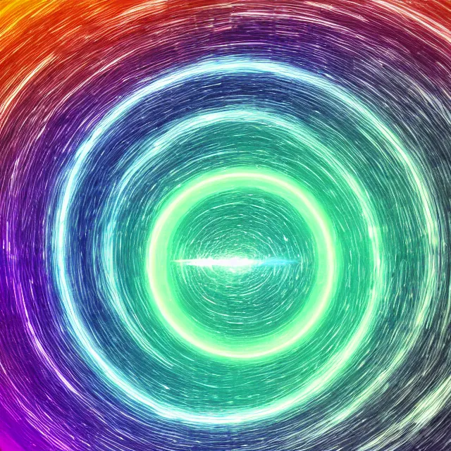 Prompt: cosmic ouroboros devouring itself onto infinity, chromatic aberration polychromatic color scheme