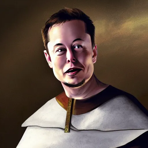 Image similar to elon musk as a smug peasant in medieval times, digital art