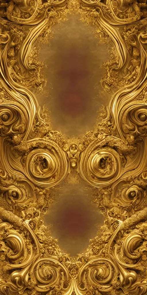 Image similar to the source of future growth dramatic, elaborate emotive Golden Baroque and Rococo styles to emphasise beauty as a transcendental, seamless pattern, symmetrical, large motifs, sistine chapel ceiling, 8k image, supersharp, spirals and swirls, Gold black and rainbow colors, perfect symmetry, 3D, no blur, sharp focus, photorealistic, insanely detailed and intricate, cinematic lighting, Octane render, epic scene, 8K