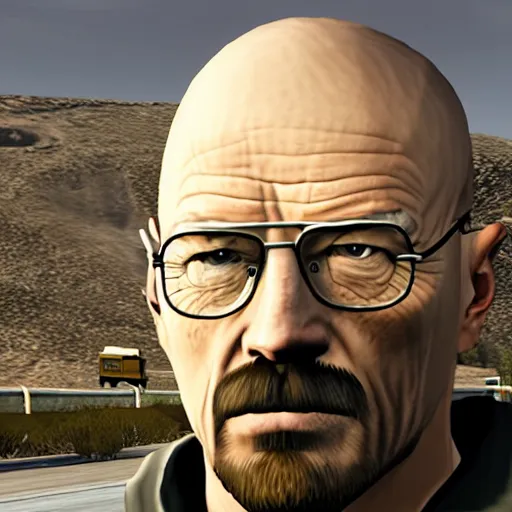 Image similar to a screenshot of walter white in grand theft auto