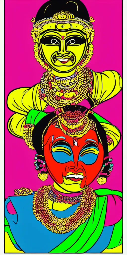 Image similar to kathakali illustration style pop art