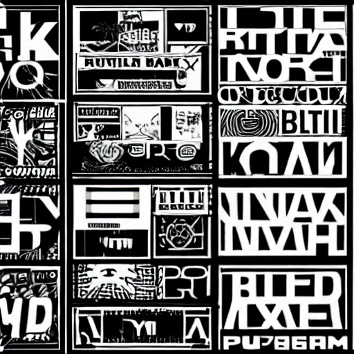 Image similar to black on white graphic design stickers in style of david rudnick, eric hu, y 2 k, brutalism