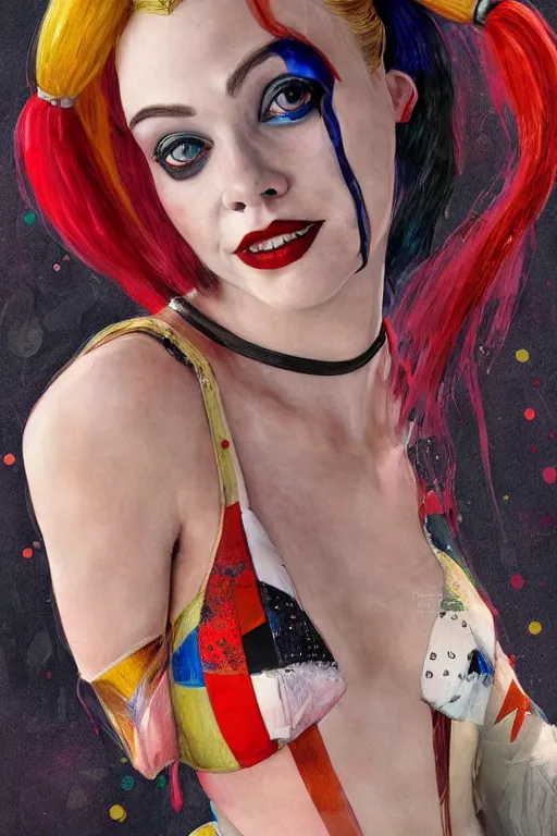 Image similar to portrait of Harley Quinn, highly detailed, artstation, illustration, art by Gustav Klimt