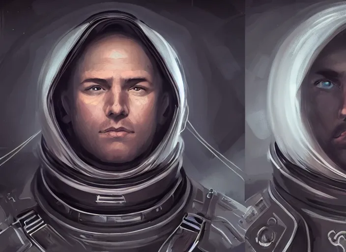 Image similar to symmetrical!!! portrait of christian!! mormon astronaut, grim lighting, dieselpunk, concept art, artstation, stephen bliss, unreal engine, game screenshot