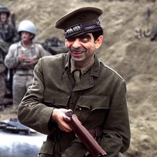 Image similar to Mr Bean in Saving Private Ryan