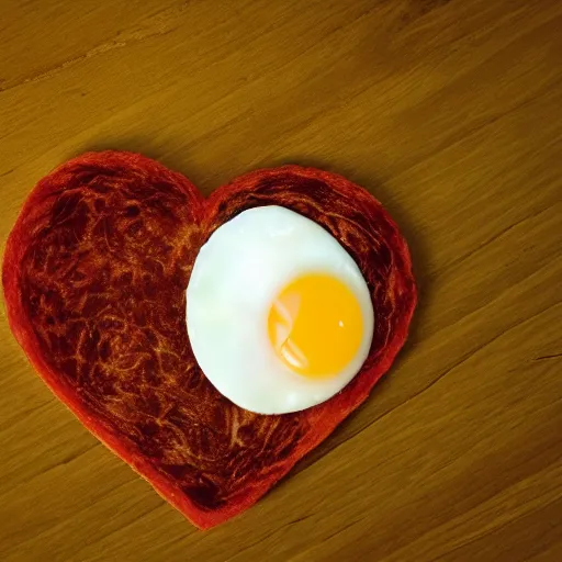 Prompt: fried egg in heart shape