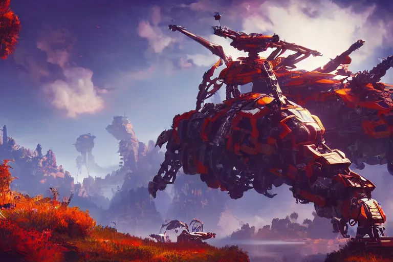 Image similar to sunwing machine mecanical creature robot of horizon forbidden west horizon zero dawn bioluminiscence global illumination ray tracing hdr fanart arstation by ian pesty and alena aenami artworks in 4 k