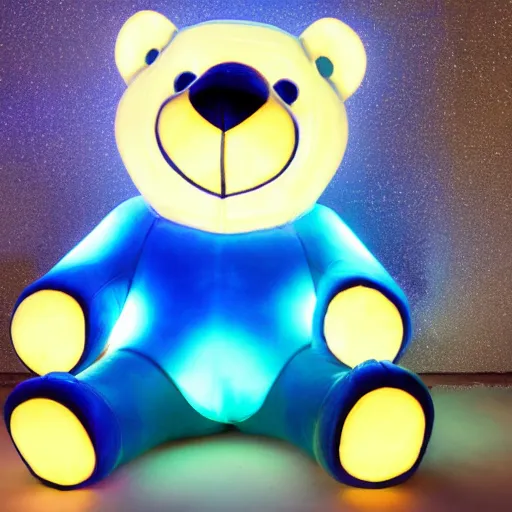 Prompt: a bear made of shiny blue light